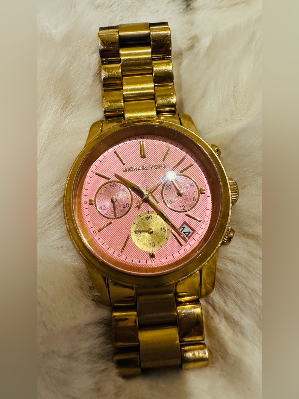 Michael Kors Gold and Pink Chronograph Bracelet Watch
